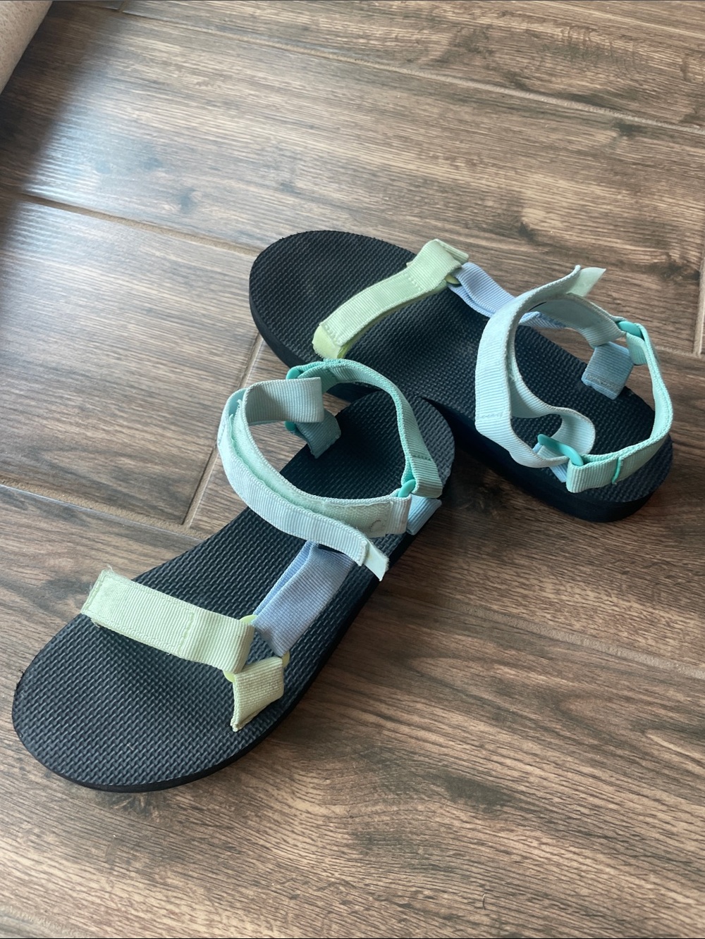 Teva Multi-Color Strappy Sandals in Mint, Light Blue & Pale Yellow